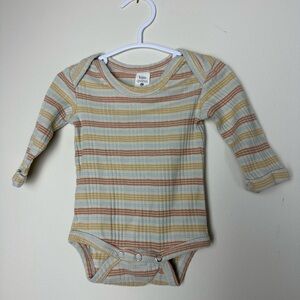 kate quinn Long-Sleeve Ribbed Striped One-Piece in Yellow, Cream & Brown